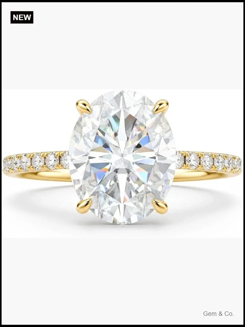 5 Carat Moissanite Solitaire Ring Sterling Silver 18K Gold Plating VVS1